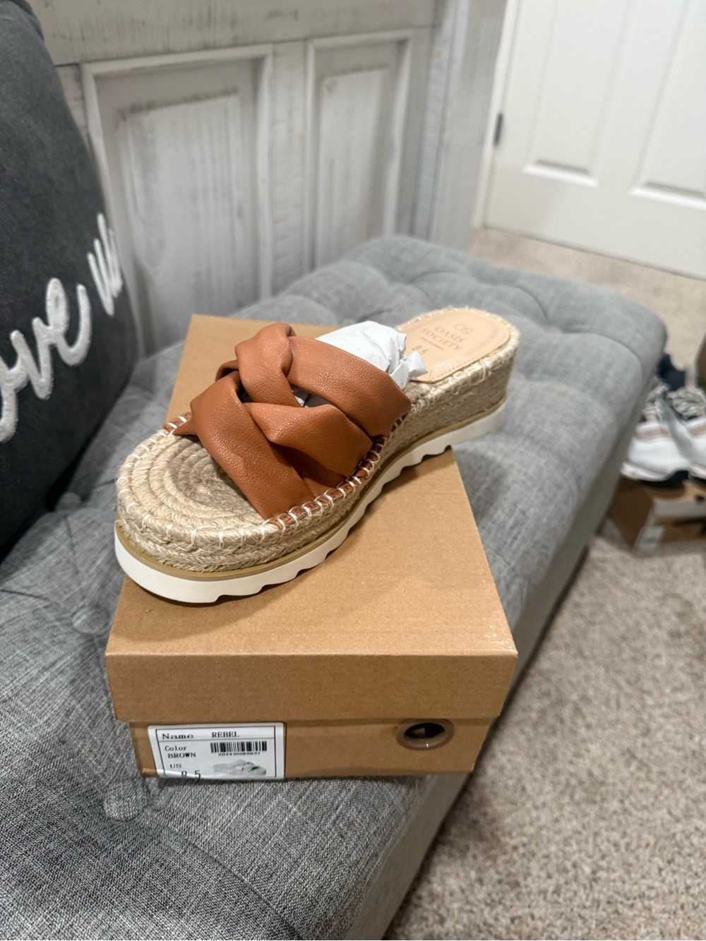 Braided Tan Wedge Espadrille Slide — Women's Casual Wedge Sandal